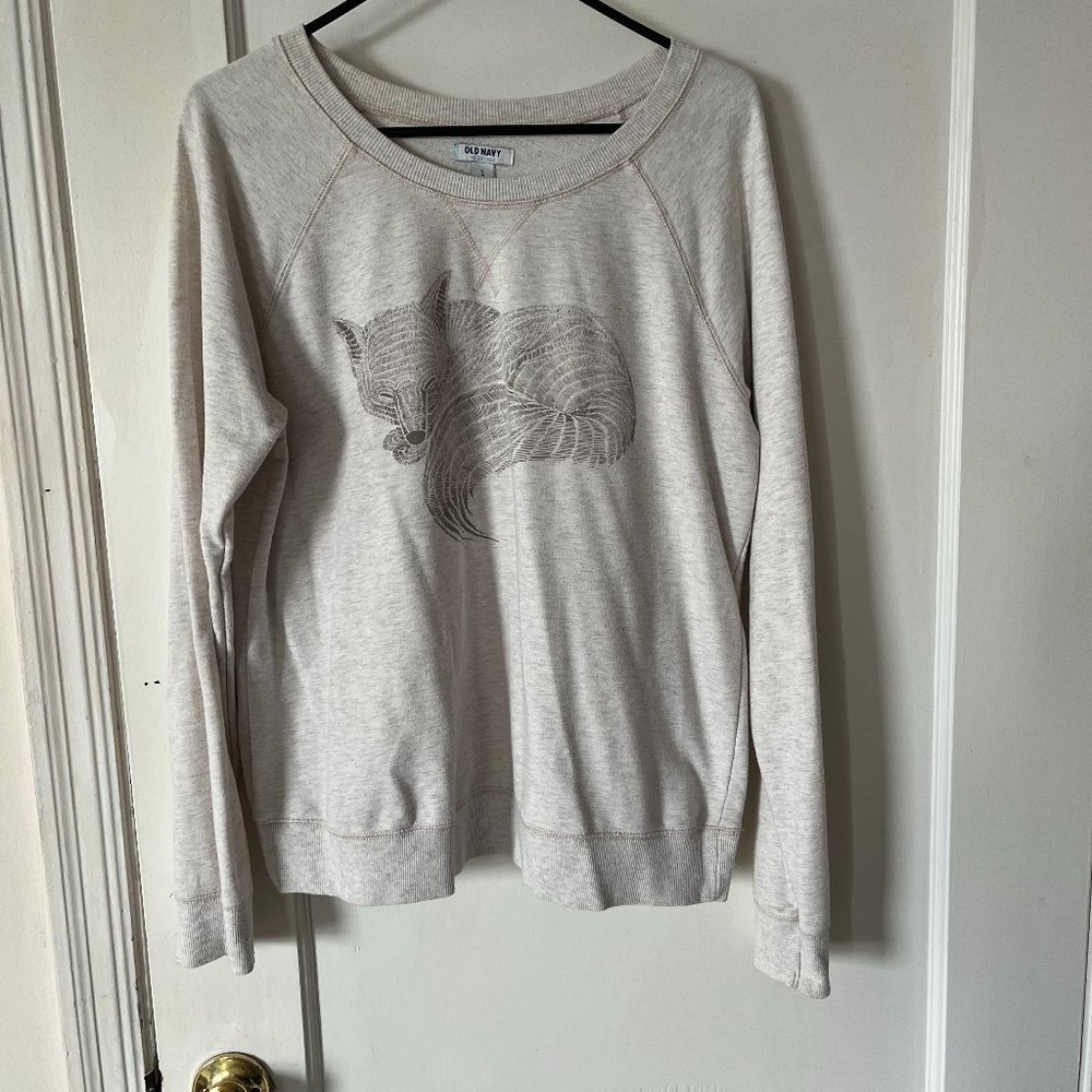 🌟 Old Navy Crew Neck Hoodie - Adorable Fox Print, Size Large, Comfortable 🌟